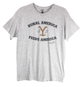 Yellowstone season 5 T-shirt size L Rural America Feeds America Gray NWOT - Picture 1 of 9