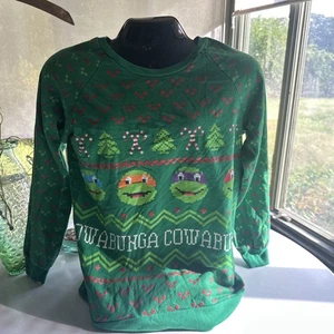 Teenage Mutant Ninja Turtles Cowabunga Weihnachtssweatshirt Nickelodeon 1X grün - Bild 1 von 11