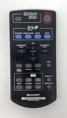 Genuine OEM Sharp RRMCGA251 AWSA Remote Control Soundbar - Image 1 of 2