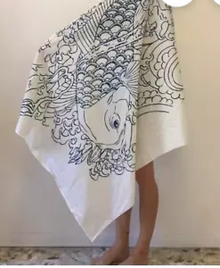 Jean Paul Gaultier Parfumes Japanese Fish Cotton Beach Sarong Scarf 1990s promo - Picture 1 of 9