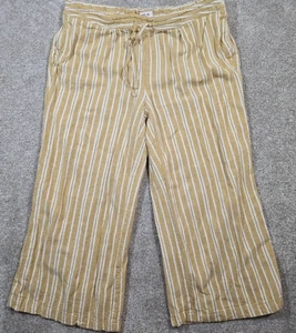 Per Se Carlisle Linen Blend Pants Wide Leg Capris Elastic Waist Drawstring 1X - Picture 1 of 12