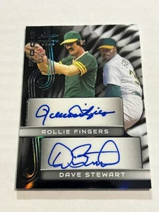 2023 LEAF TRINITY ROLLIE FINGERS DAVE STEWART 1/1 BLACK PLATINUM FOIL DUAL AUTO - Picture 1 of 2