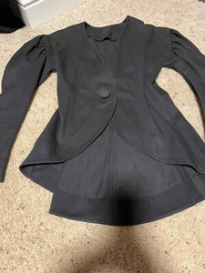 Black Betsey Johnson VINTAGE victorian style puff sleeve jacket- punk label S - Picture 1 of 7