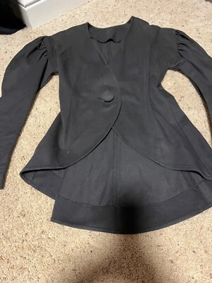 Chaqueta negra Betsey Johnson VINTAGE estilo victoriano manga abullonada - etiqueta punk S Foto 1 de 4