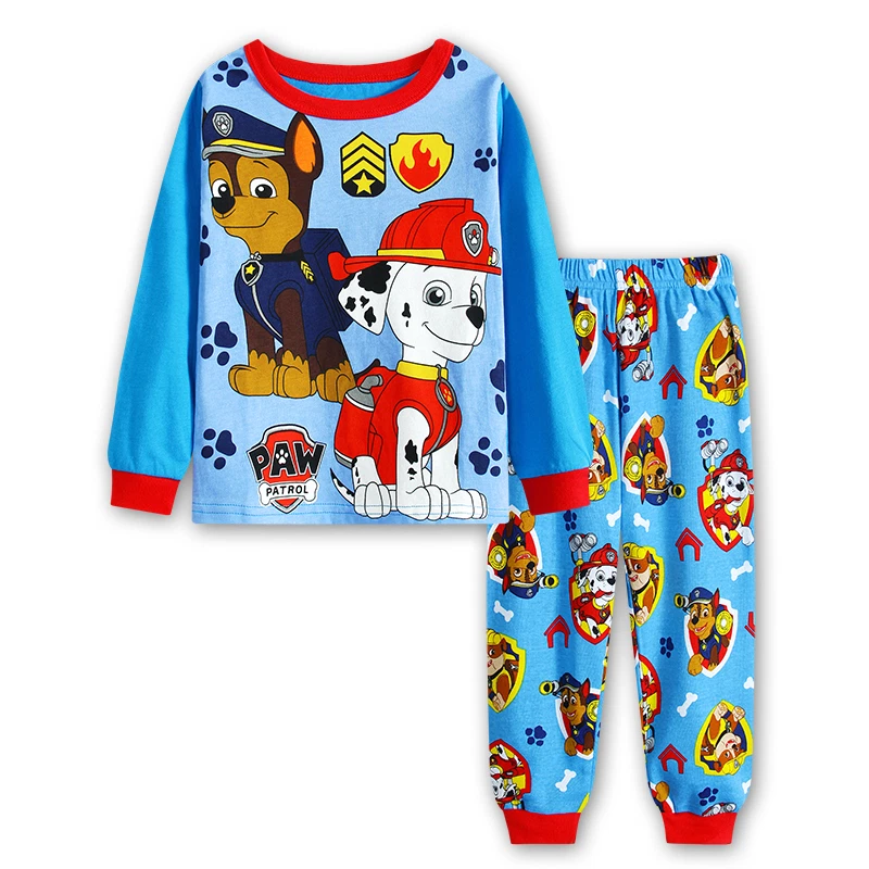 cartoon Boys long sleeve pjs pyjamas set sleepwear size 1-6 sky blue - image 1 of 1