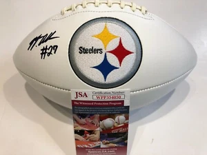 MARCUS ALLEN AUTOGRAPHED SIGNED PITTSBURGH STEELERS LOGO FOOTBALL JSA COA - Picture 1 of 3