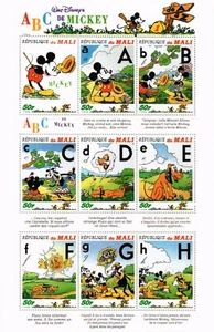 DISNEY Mali Yvert 933AF/33BH ABC Mickey - Picture 1 of 3