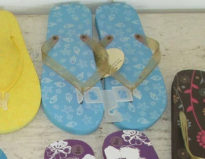 Womens Foam Bottom Print Top Flip Flops, Size 11, Blue Shells NWOT, Unbranded - Picture 1 of 2
