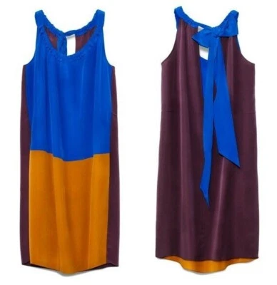 MARNI FOR H&M RARE 100% SILK COLOUR BLOCK RAINBOW DRESS UK 10 US 6 SMALL BNWT - Image 1 of 4