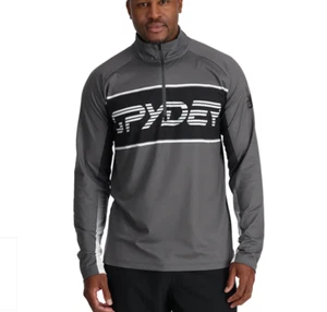 BRAND NEW - MENS SPYDER Paramount Half Zip long sleeve size M gray white black - Picture 1 of 5