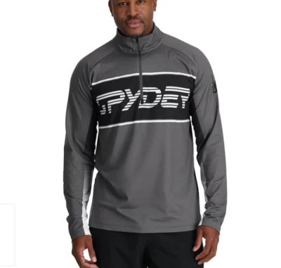 BRAND NEW - MENS SPYDER Paramount Half Zip long sleeve size M gray white black - Image 1 of 4