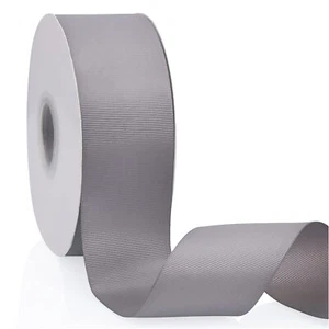 Silver Grey 2" X 50 Yards Solid Color Double Faced Grosgrain Ribbon for Gifts... - Picture 1 of 7