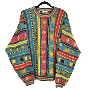 90's Coogi Style by Carlo Colucci Knit Sweater (A7477) Vintage Rainbow Colorful - Picture 1 of 5