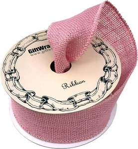 Light Pink Burlap Ribbon - 2 1/2" x 10 Yards, Wired Edge, Breast Cancer - Picture 1 of 3