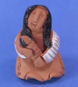 Figurina Keena Mohawk madre e bambino indiani nativi americani 2,25" - Firmata - Foto 1 di 10