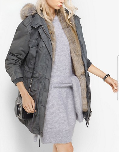 Michael Kors Parka in Twill foderato in pelliccia sintetica nel derby (taglia media)