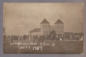 Attica OHIO RPPC 1907 DEDICATION MAUSOLEUM Funeral Death CEMETERY Crowd OH - Picture 1 of 3