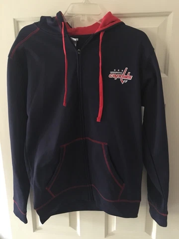 New Washington Capitals Small NHL Caps Navy Blue Zipper Sweatshirt Jersey Hoodie Cover