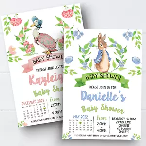 Personalised Peter Rabbit Baby Shower Invitations Jemima Puddleduck Invites x10 - Picture 1 of 5