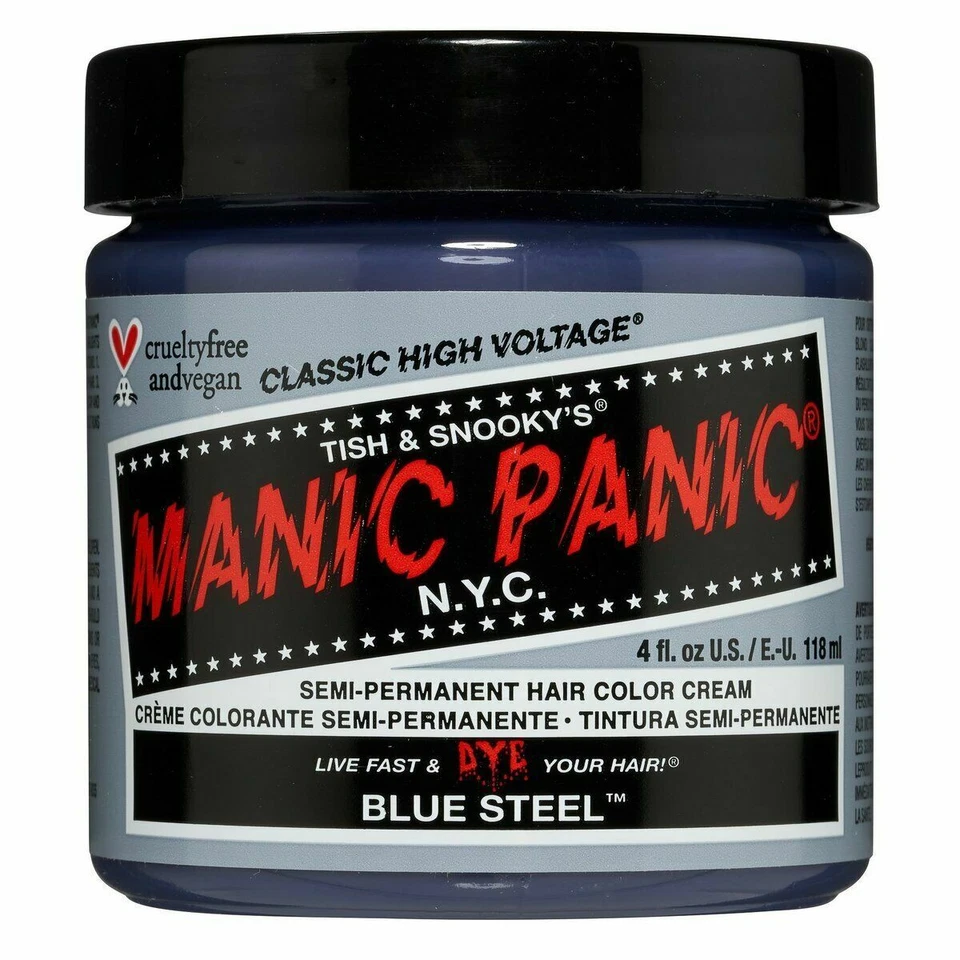 Tinte para el cabello semipermanente vegano clásico Manic Panic 4 oz (acero azul 52) Foto 1 de 1