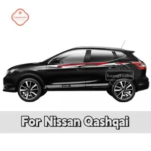 For Nissan Qashqai Car Vinyl Side Door Stripes Decal Kit 4PCS Black Red White - Foto 1 di 5