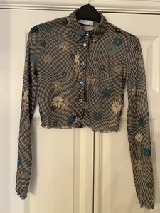 Bershka New Blouse Floral & Checked Long Sleeve Size EUR S USA S - Picture 1 of 15