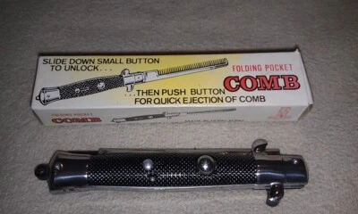 Rare Vintage Folding Pocket Switchblade Comb Hong Kong with Original Box — 第 1/4 张图片