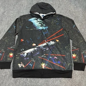 NEW Star Wars Sweatshirt Mens Extra Large Black Death Star Hooded Full Zip - Picture 1 of 13