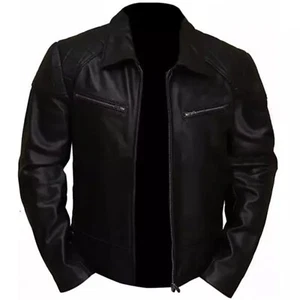 Mens Terminator 5 Movie Casual Outerwear Black Biker Genuine Leather Jacket - Picture 1 of 5