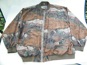 Bomber vintage Atlantic Beach 100% seta taglia 2X equitazione e cane caccia alla volpe - Foto 1 di 6
