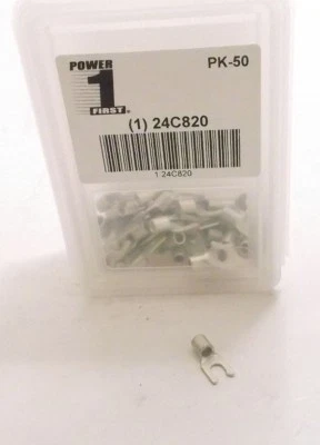 (50 pcs.) Power First #8 Stud (12-10 AWG) Locking Fork Terminal Bare Insulation - Image 1 of 4