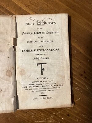 1815 First Exercises On The Principal Rules Of Grammar; Latin/ As Is - Image 1 of 4