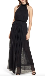 Topshop Womens Black Taylor Halter Maxi Dress Sz 6 US 10 UK L43201 - Picture 1 of 3