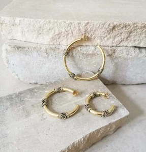 Chunky Bali Creolen 30mm, 40mm, 50mm, Minimalistische breite Creolen, offene Ohr - Bild 1 von 12