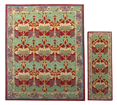 Handmade Pattern William Morris Cecil Red  Style 100% Wool Without Tariff &duty - Image 1 of 4