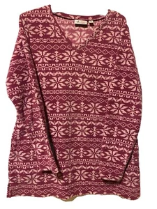 Camicia da notte corta in pile spesso donna Denim And Company taglia S viola fiocchi di neve - Foto 1 di 3
