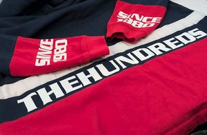 The Hundreds Hoodie Mens Large Red White Blue Color Block Hip Hop Street Skate - Picture 1 of 11