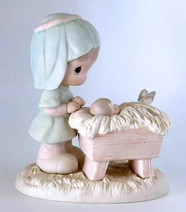 Precious Moments Figur - kleines Mädchen mit Wiege KOSTENLOSER VERSAND - Bild 1 von 4