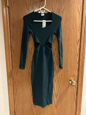 Abercrombie & Fitch Cutout Midi Dress XXSP P2XS Teal Green Long Petite NWT - Image 1 of 4