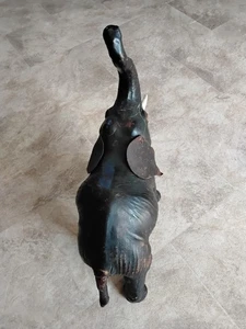 VINTAGE LEATHER ELEPHANT FROM HARRORDS OR LIBERTYS 13 Inch Tall W 12 Inches - Picture 1 of 6