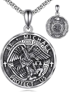 Saint Michael Police Officer Necklace Sterling Silver Medal Religious Pendant - Picture 1 of 6