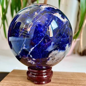 3.11lb  Natural Blue striped stone Sphere Crystal Quartz Ball Spiritual+base - Bild 1 von 17