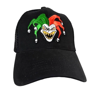 De colección Años 90 Bufón Calaveras Parche Snapback Camionero Sombrero Negro Ciudad Cazador Gótico Punk Foto 1 de 4