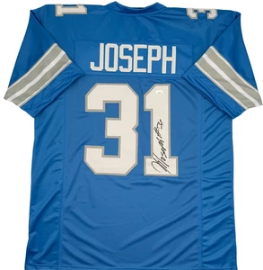 Camiseta de fútbol Kerby Joseph autografiada de los Detroit Lions azul personalizada certificado de autenticidad JSA - Imagen 1 de 2