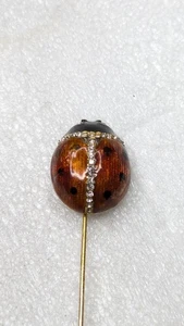 Vintage MMA Gold Toned Sterling Silver Enamel Ladybug Stick Pin  [055GCM] - Picture 1 of 5