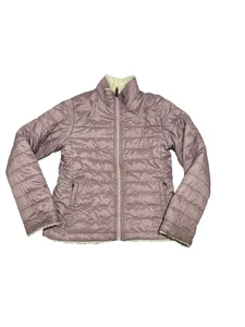 The North Face Ivory Mossbud Insulated Reversible Puffer Jacket Girls 7/8 - Picture 1 of 7