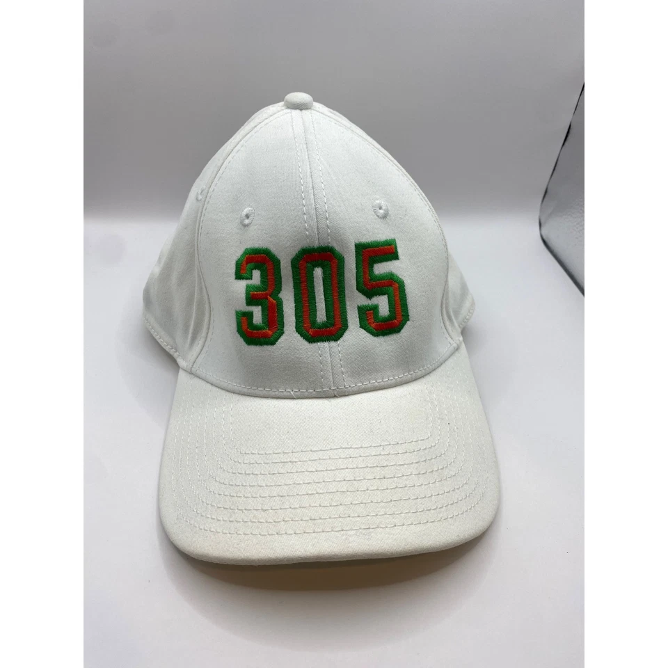 Gorra de béisbol A-Flex 305 University of Miami Hurricanes gorra ajustada blanca Foto 1 de 4