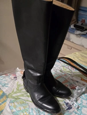 Frye MELISSA Button Lug Tall  Boots Size 9B Leather Riding Boots Women’s Black - Image 1 of 4