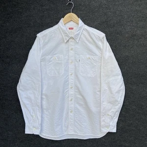 Levi's Mens Shirt Size M White Long Sleeve Button Up Pockets Casual Cotton Logo - Picture 1 of 23