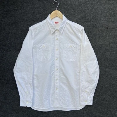 Levi's Mens Shirt Size M White Long Sleeve Button Up Pockets Casual Cotton Logo - Image 1 of 4